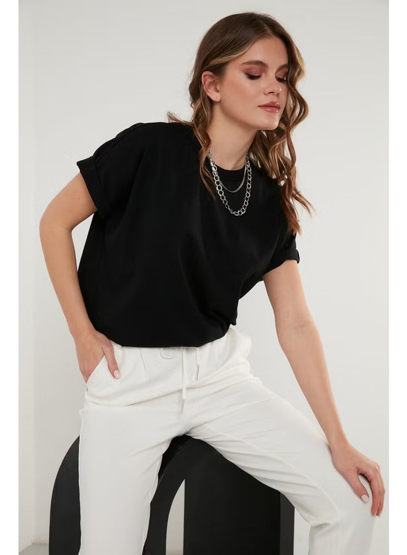 Lela Oversize 100% Cotton Crew Neck Basic T Shirt Women's T Shirt 5864489 - Image 1